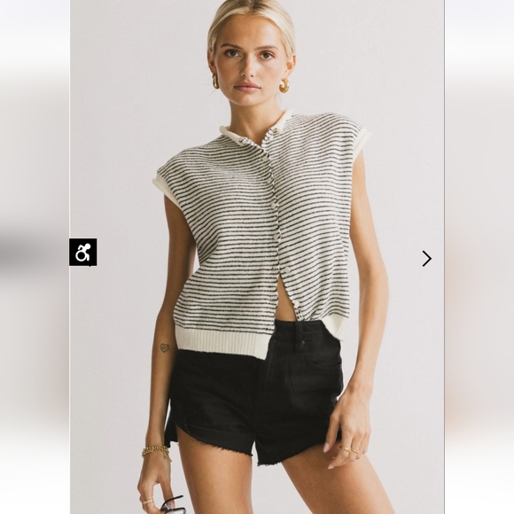 bohme Clark Cardigan, White With Black Stripes, Wool Blend, Size Small - Picture 9 of 9